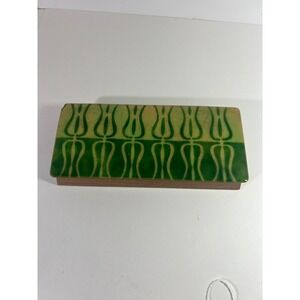 MCM Ernest Sohn Copper Enameled Wood Playing Card Trinket Box Green 4 x 9" Flaw